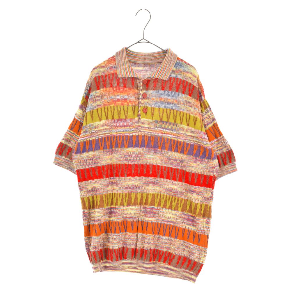 G3832*MISSONI ミッソーニ☆総柄☆ニット☆ポロシャツ☆グレー☆48-