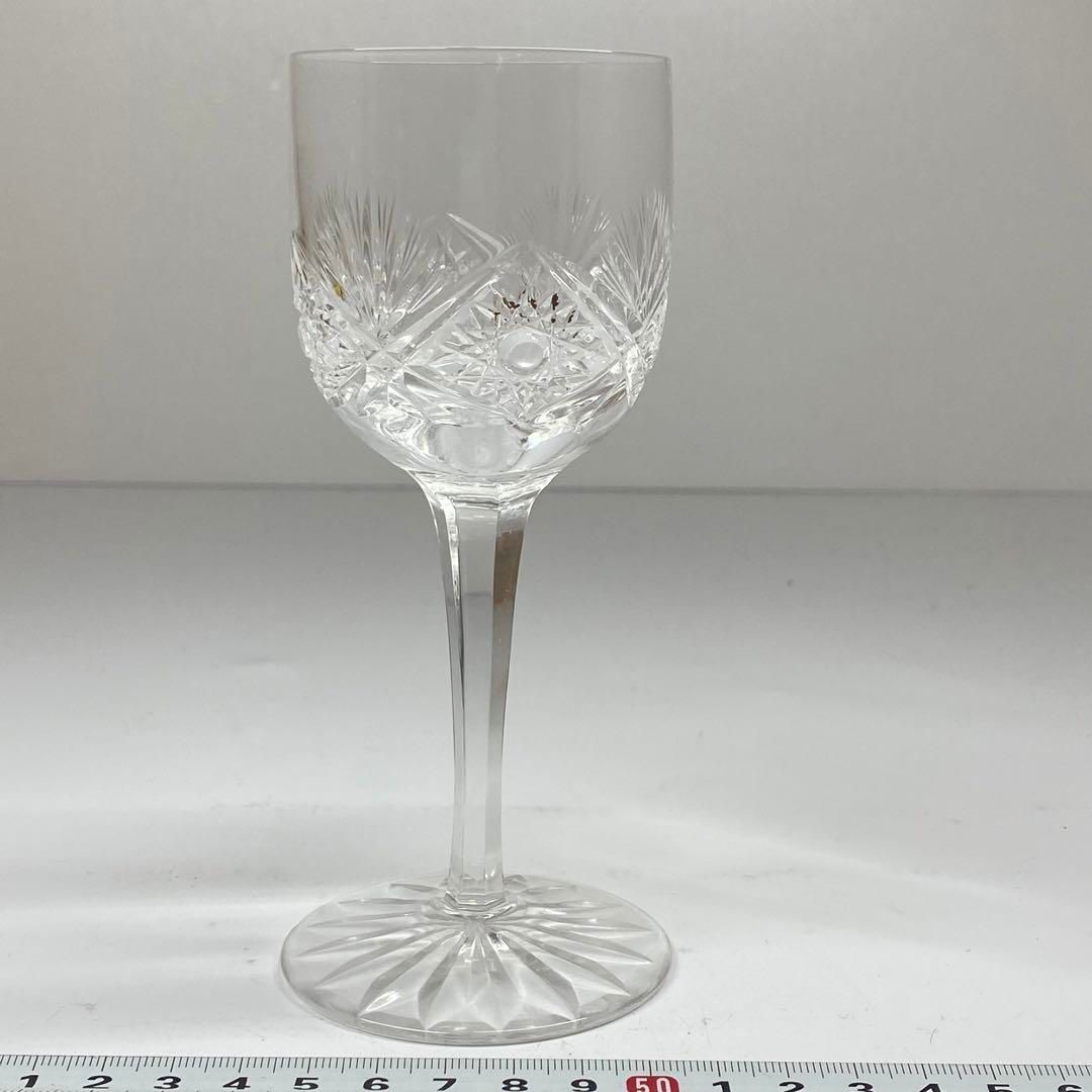 小林英夫作 江戸切子 ワイングラス タコチ 高さ14.7cm 東金6-0311