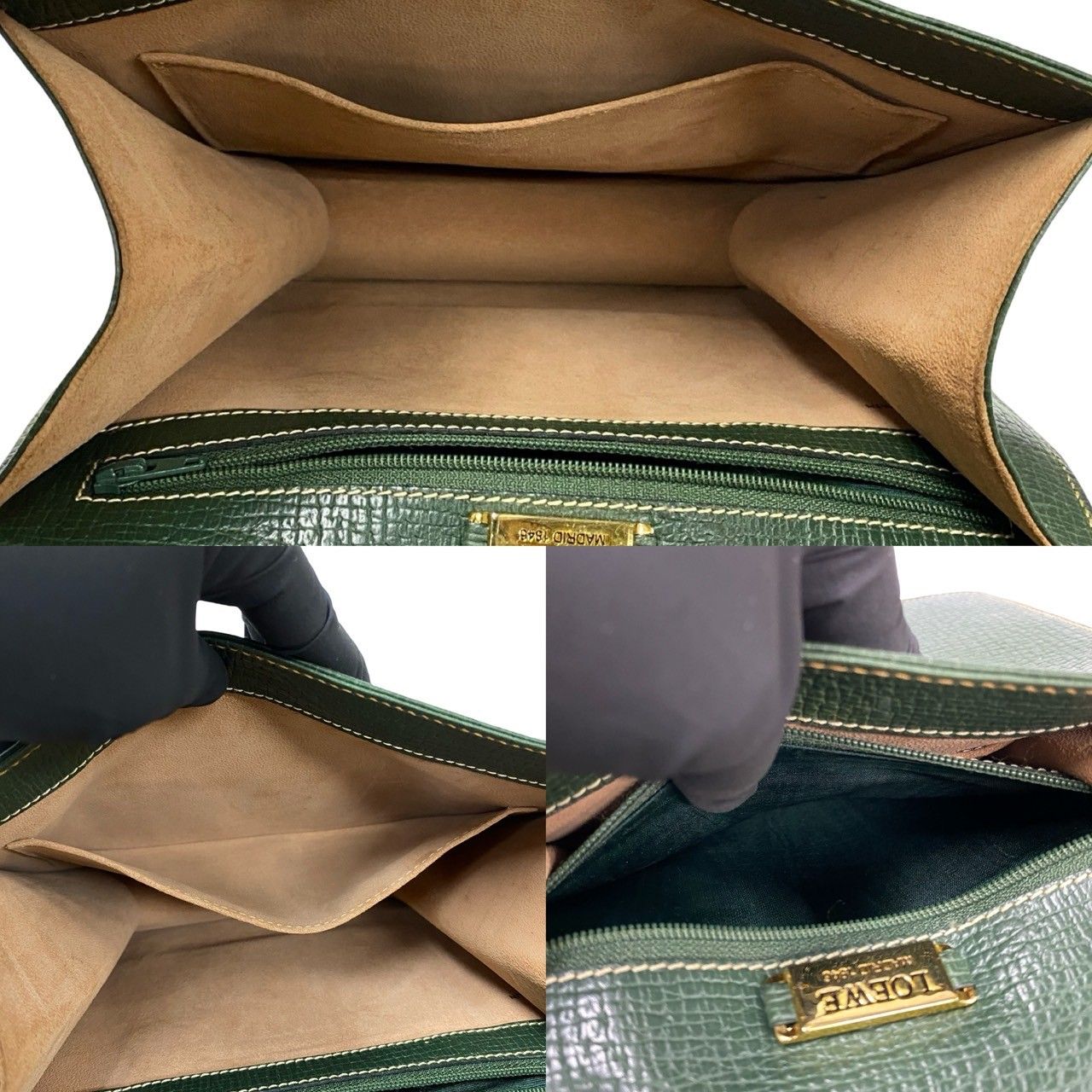 ロエベ　バルセロナ　ヴィンテージ　グリーン LOEWE 極 美品 希少品 ロエベ ヴィンテージ バルセロナ ロゴ