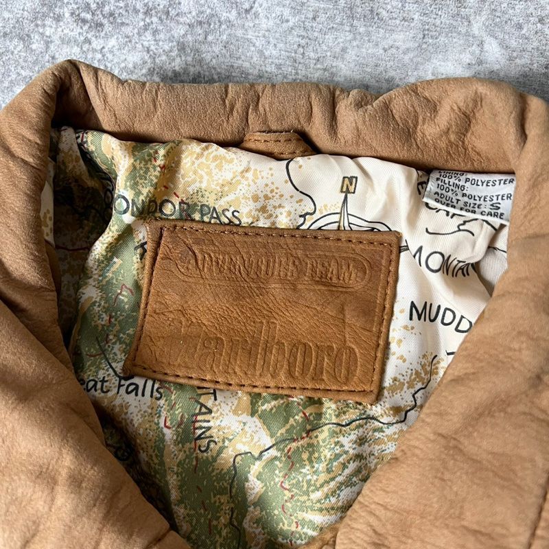 マルボロ　スエードジャケット　Marlboro レザージャケット 90s マルボロ スウェード 羊革 本革 レザー ハンティング ジャケット