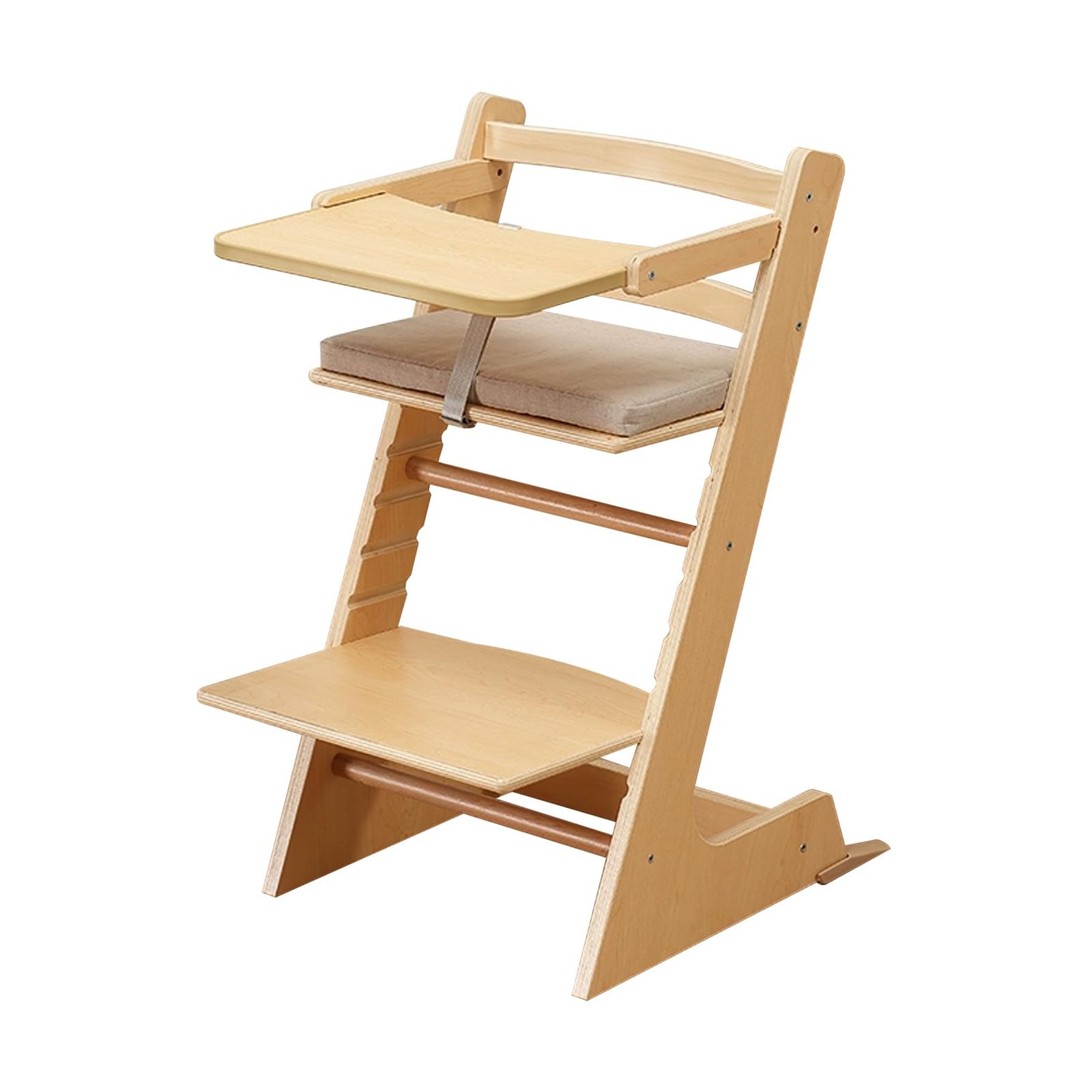 ZOOBLY ベビーチェア ハイチェア 木製 キッズチェア ダイニングチェア 座面と足置き高さ調節 安全ベルト テーブル クッション付き L型設計 離乳食 椅子 学習チェア 赤ちゃん 子供 成長に合わせる