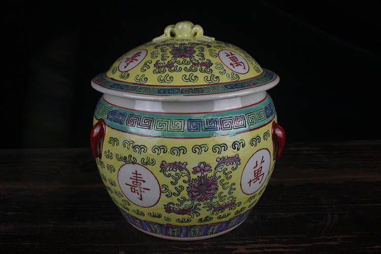 景徳鎮 陶磁器 手描き万寿無疆飯鼓茶壺 装飾品 現代工芸品 美術品 置物 景徳鎮 陶磁器 手描き万寿無疆飯鼓茶壺 装飾品 現代工芸品 美術
