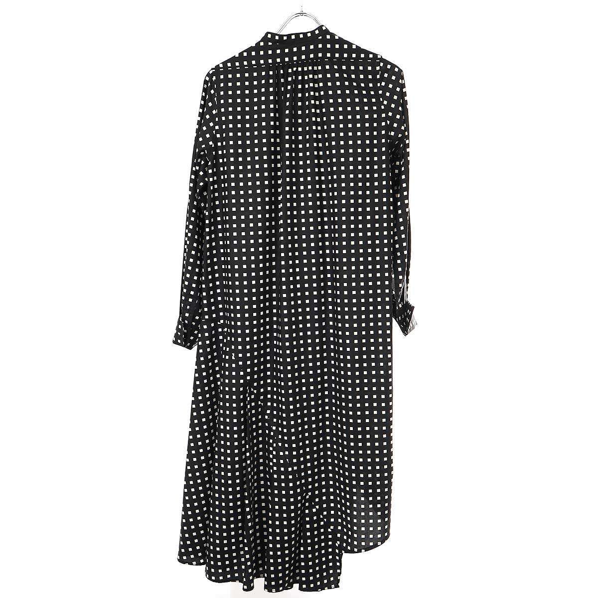 HYKE ハイク 23AW FD SQUARE PATTERN BOSOM DRESS ドレスワンピース 232-16191 ブラック 1