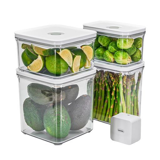 VAKUENプレミアム真空保存容器-全自動食品シーラー機スターターセット5点セット真空パック機バルブで便利開閉BPAフリー 漏れ防止非真空保存の容器よりも最大5倍長く食品を新鮮に保存…