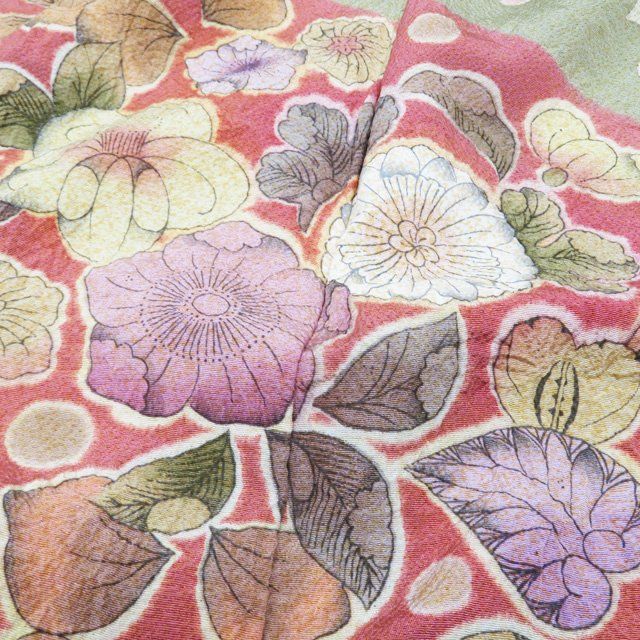 平和屋着物□極上 夏物 訪問着 縦絽 片輪車花文 白藤色地 逸品