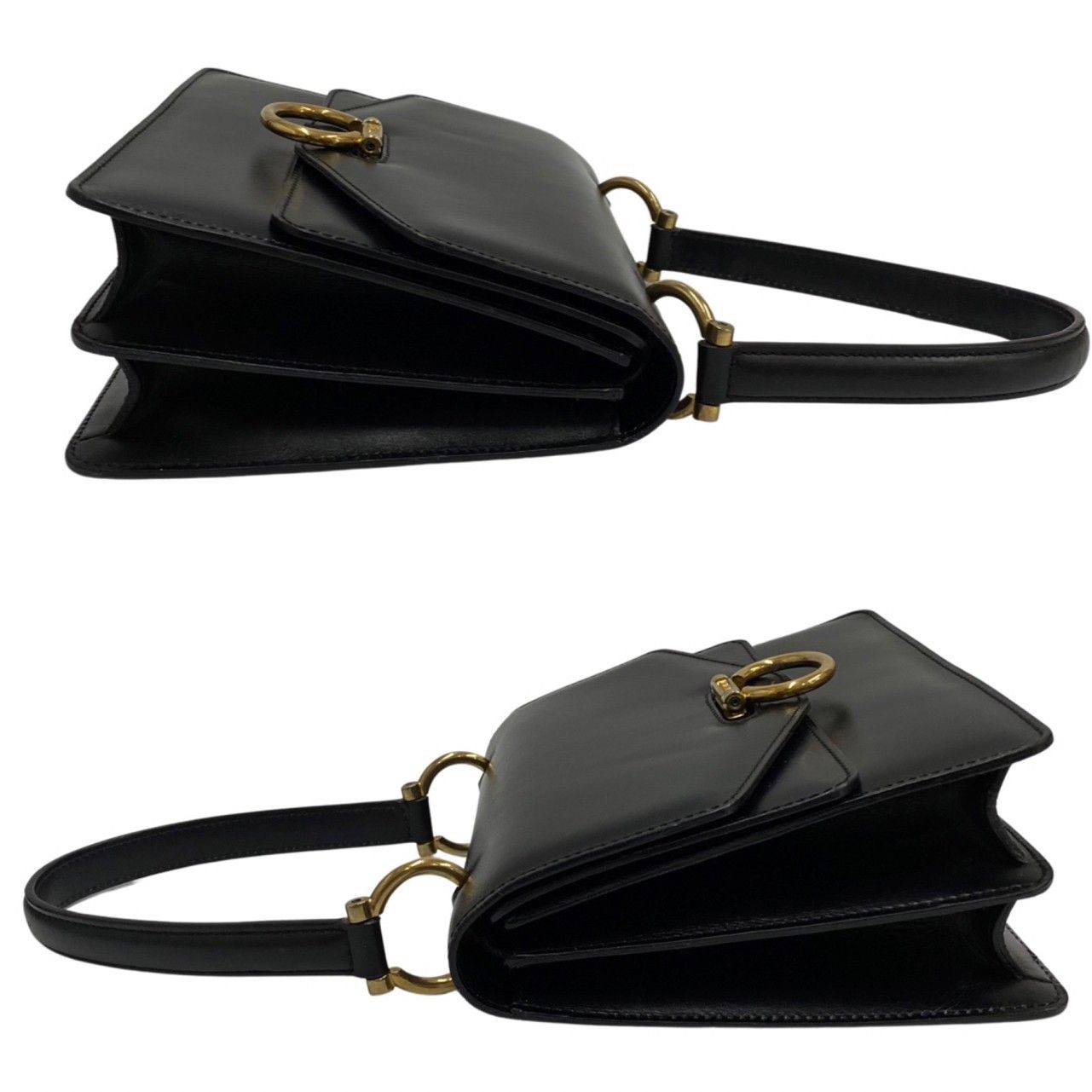 極 美品 CELINE セリーヌ ヴィンテージ ロゴ ガンチーニ 金具 レザー