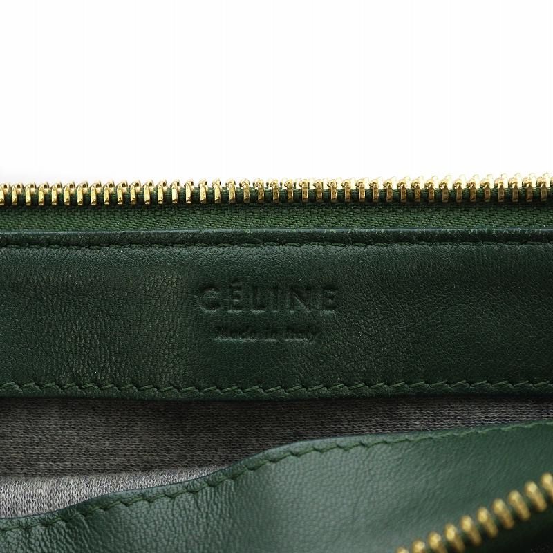 セリーヌ CELINE トリオラージ ショルダーバッグ ラムスキン 緑