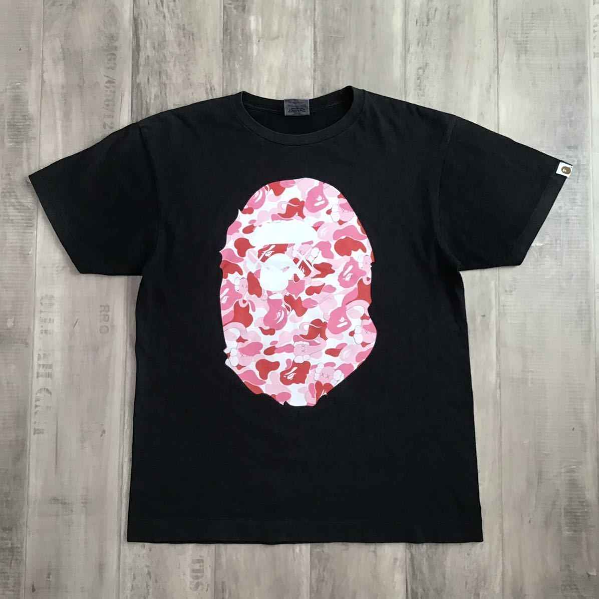 ☆激レア☆ KAWS × BAPE bendy ABC camo pink Big head Tシャツ L 