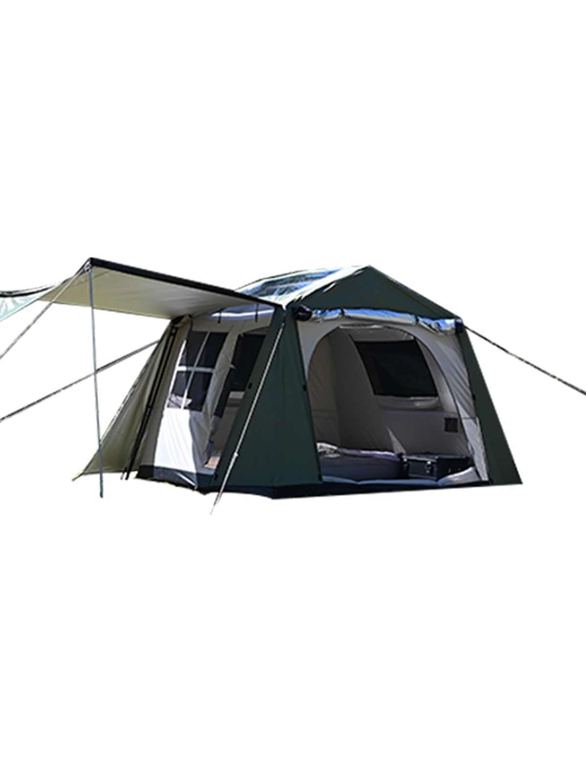 UPF50 2重層 耐水圧2000mm 自立式 初心者向け 設営簡単 屋敷型テント 前室側室あり キャンピング パークテント キャンプ ロッジ型 アウトドア 4人-6人用 ファミリー テント 公園 ワンタッチ 収納袋付き DRASOUL