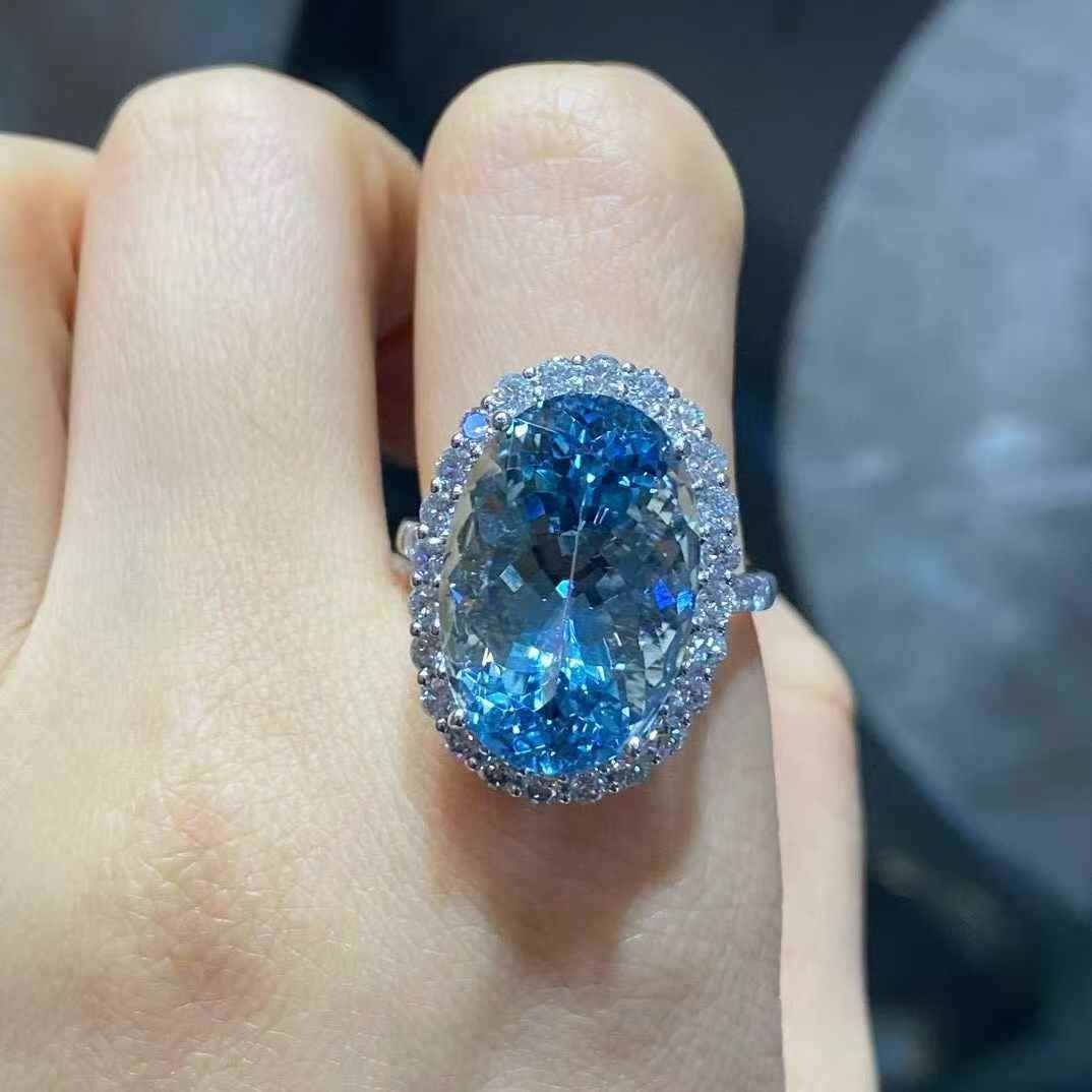 【最高峰サンタマリア!!★冴え渡る濃青!!】アクアマリン リング 最高峰サンタマリア!!☆冴え渡る濃青!!】アクアマリン リング