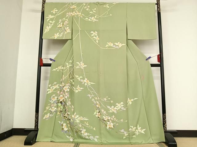 平和屋着物○本加賀友禅作家 岡崎重雄 訪問着 草花文 正絹 逸品  