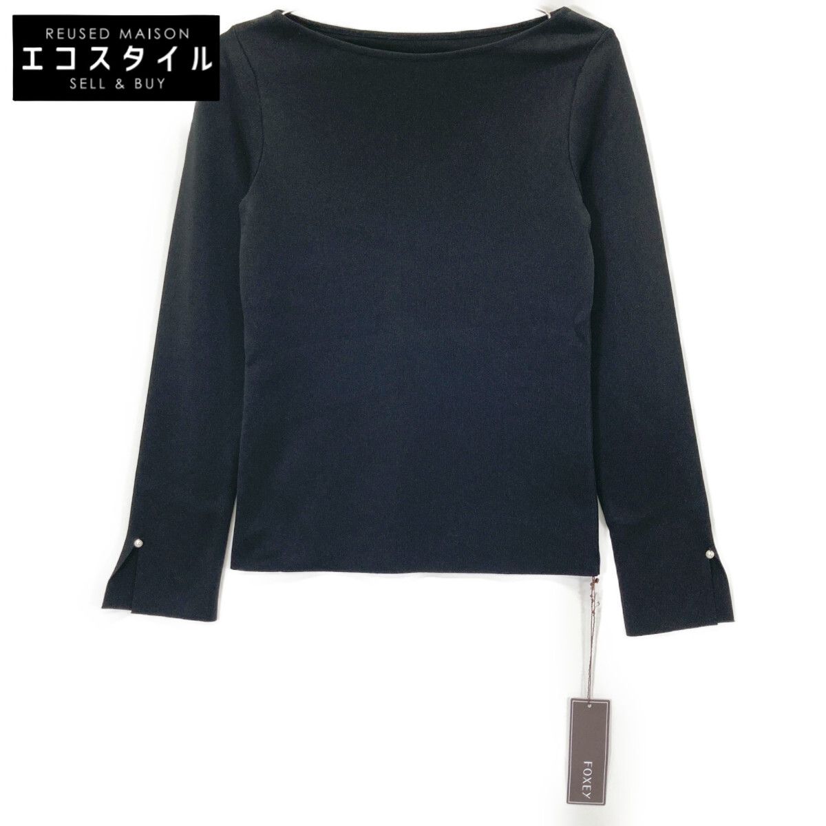 FOXEY フォクシー ブラック 40296 Knit Top Petit Pearl ニット トップス 38