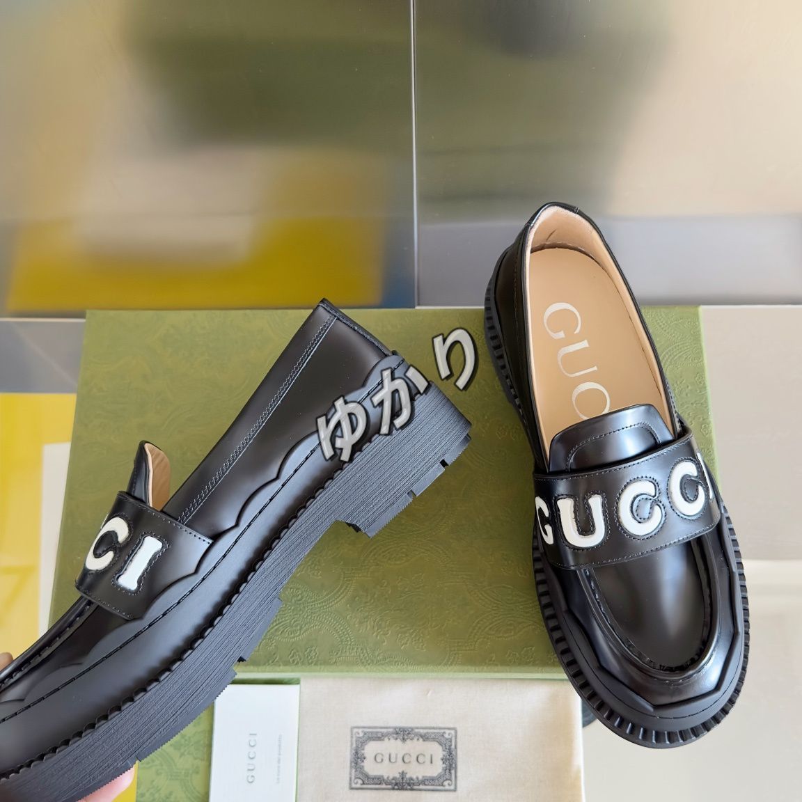 gucci グッチ ウェーブ底フラワー厚底ローファー 5.5cm 35 