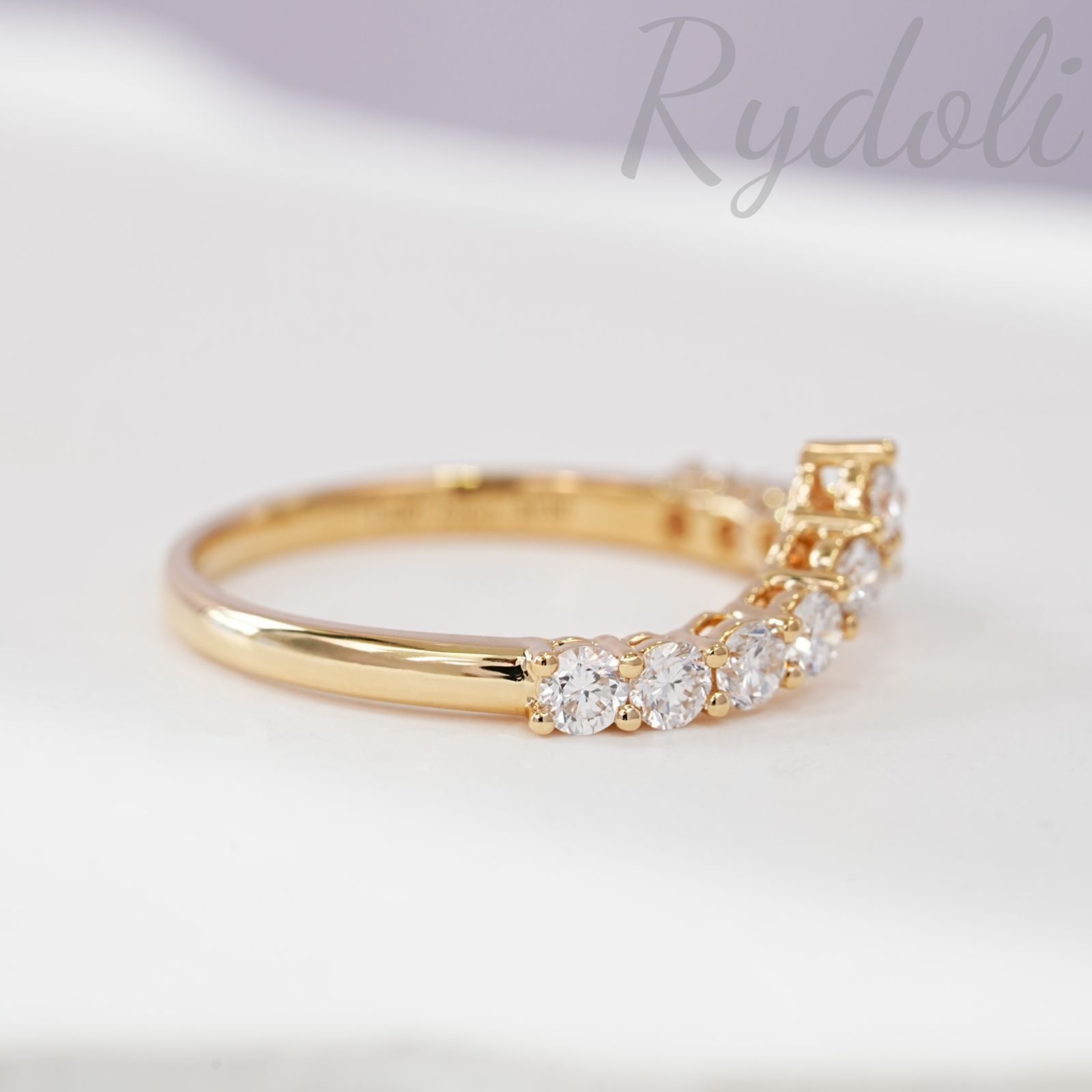 K18 0.65ct オーダーメイドリング ハーフエタニティリング ラボ  