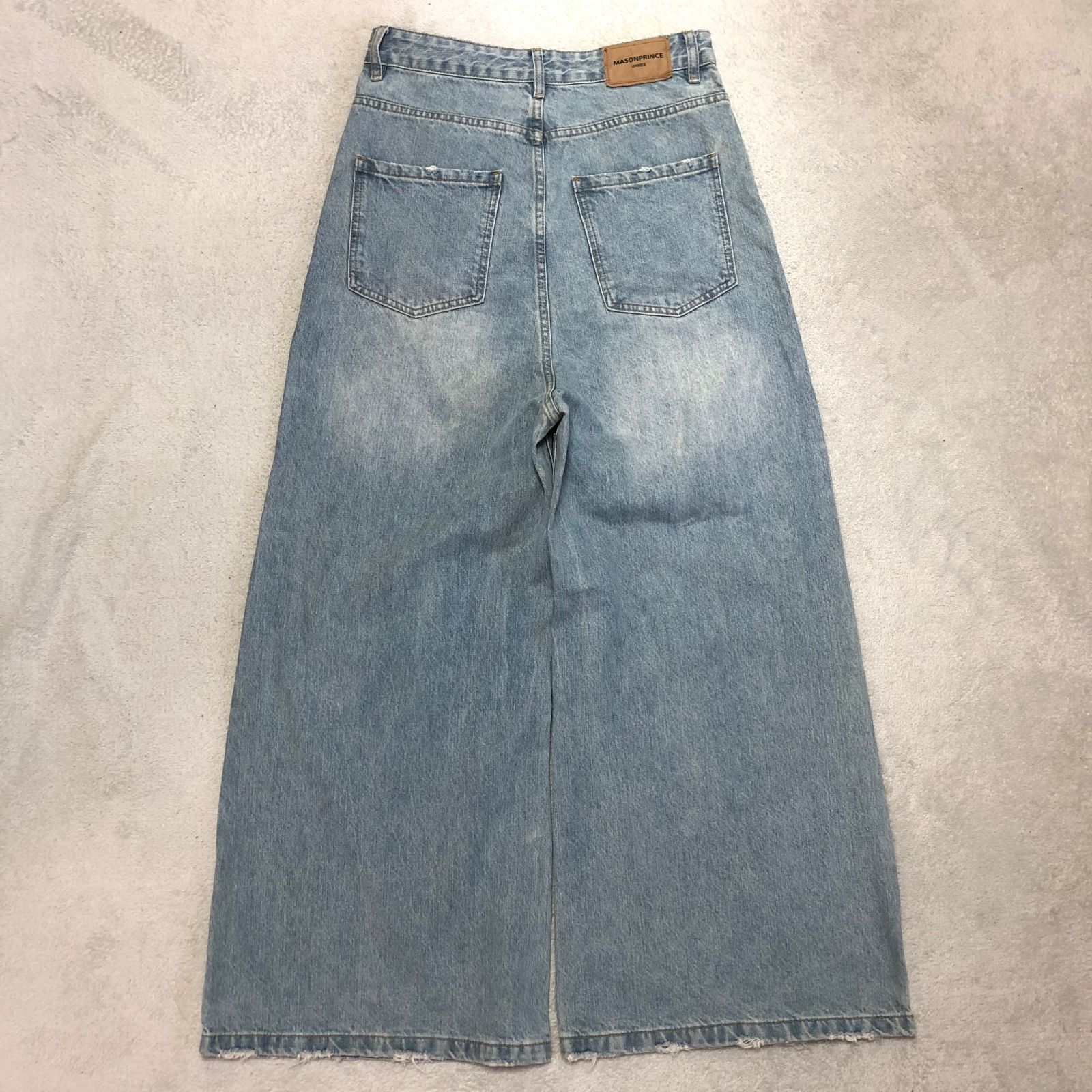 MASONPRINCEサイドベルト ワイドフレアデニムパンツライトブルー MASONPRINCE ジーンズ サイドベルト ワイドフレアデニムパンツ