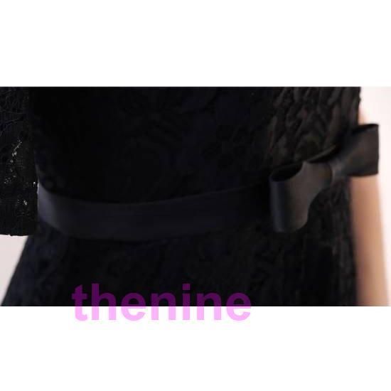 パーティードレス袖あり黒結婚式お呼ばれドレスレースワンピースレースパーティドレス結婚式二次会演奏会お呼ばれワンピースフォーマル大