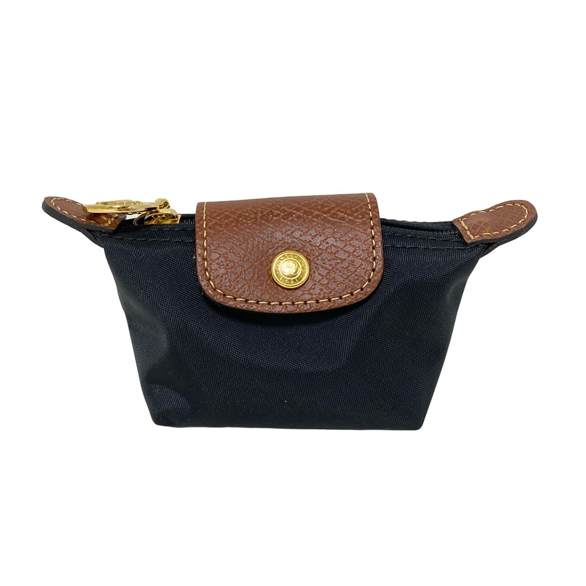 LONGCHAMP ロンシャン ポーチ - 黒×ダークブラウン ミニ レザー