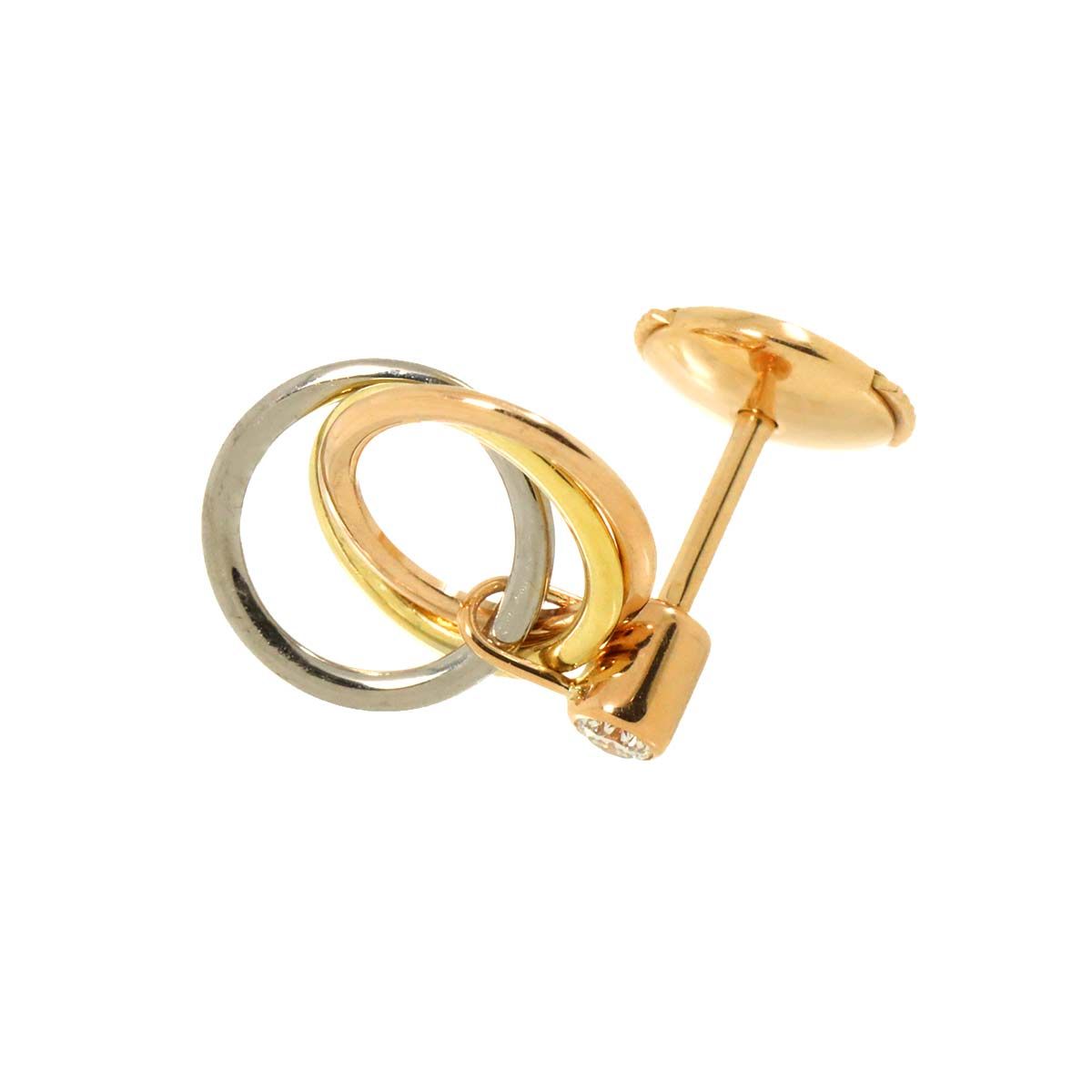 カルティエ Cartier トリニティ ダイヤ ピアス K18 YG WG PG 750