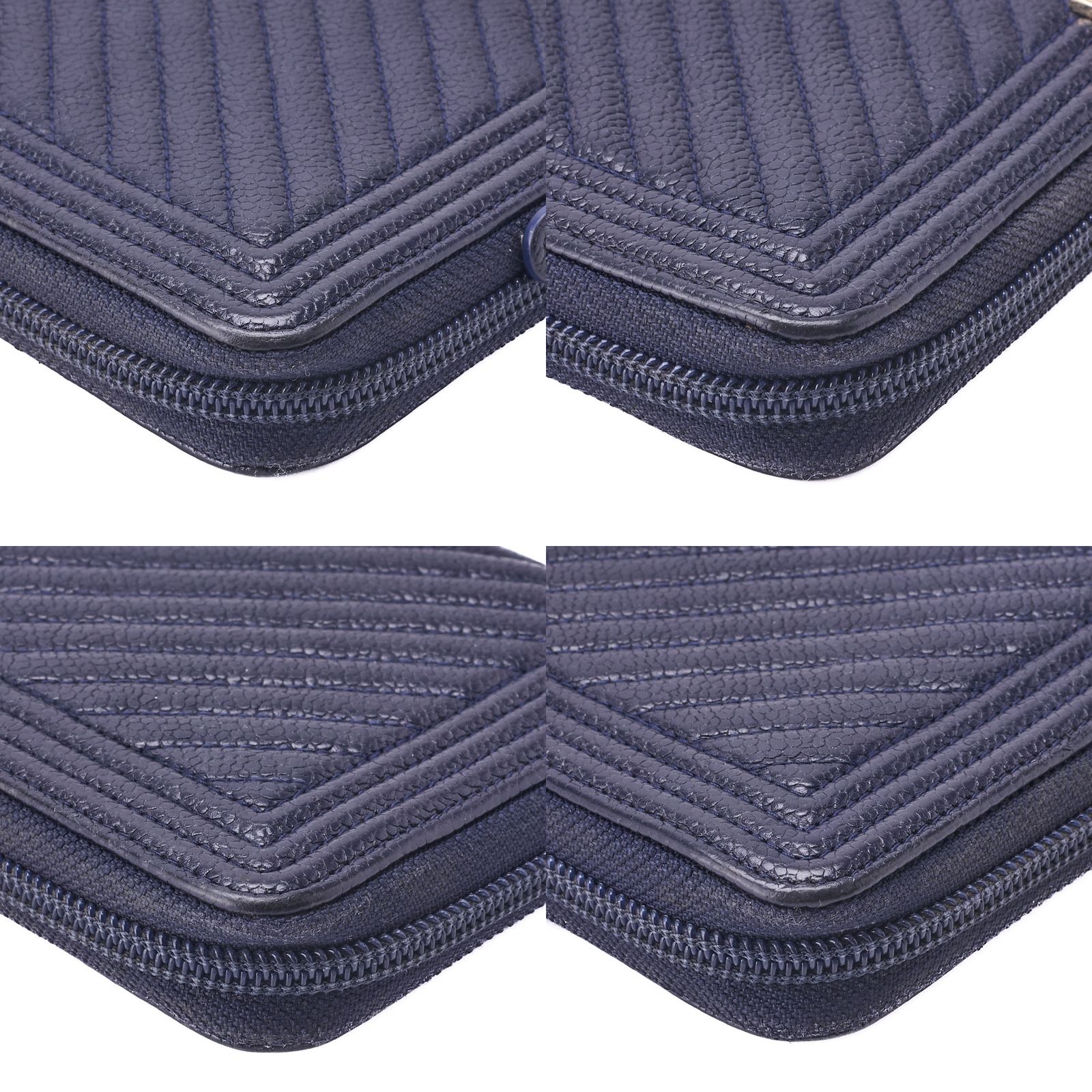 CHANEL シャネル ボーイシャネル Vステッチ ラウンド長財布 キャビア  