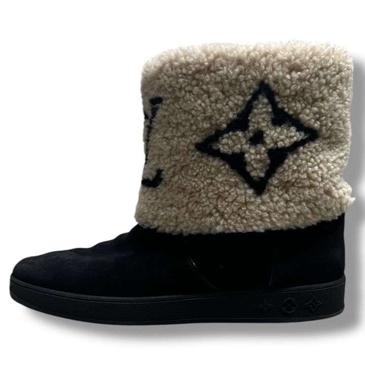 LOUIS VUITTON スノードロップライン ムートン モノグラム ショートブーツ ルイヴィトン FA0280 ブラック 42 98821A2
