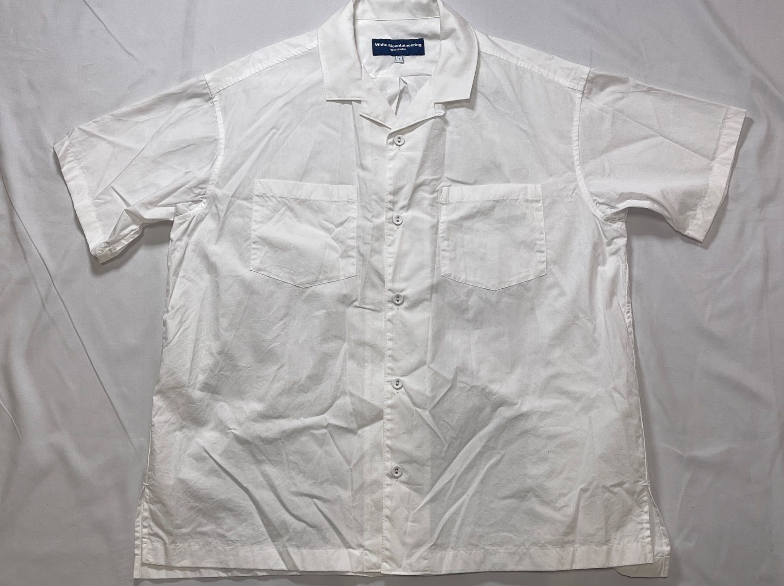 【212837】White Mountaineering ホワイトマウンテニアリング  BROAD OPEN COLLAR SHIRT コットン　半袖シャツ　サイズ1 メンズ  ・ WR2271103 ホワイト