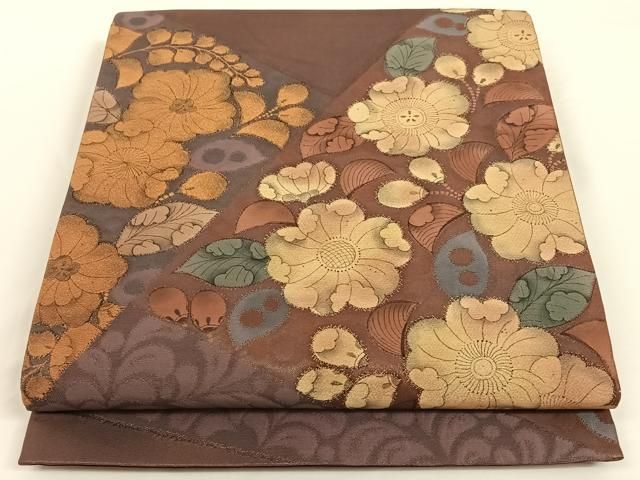 平和屋着物◎六通太鼓柄袋帯 辻が花 金糸 引箔 正絹 逸品