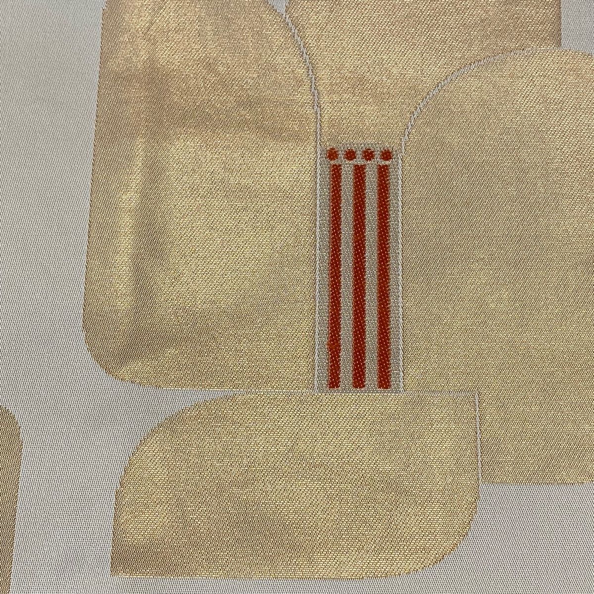 袋帯 美品 逸品 レース 華文 草花 螺鈿 金銀糸 灰白 お太鼓柄 正絹