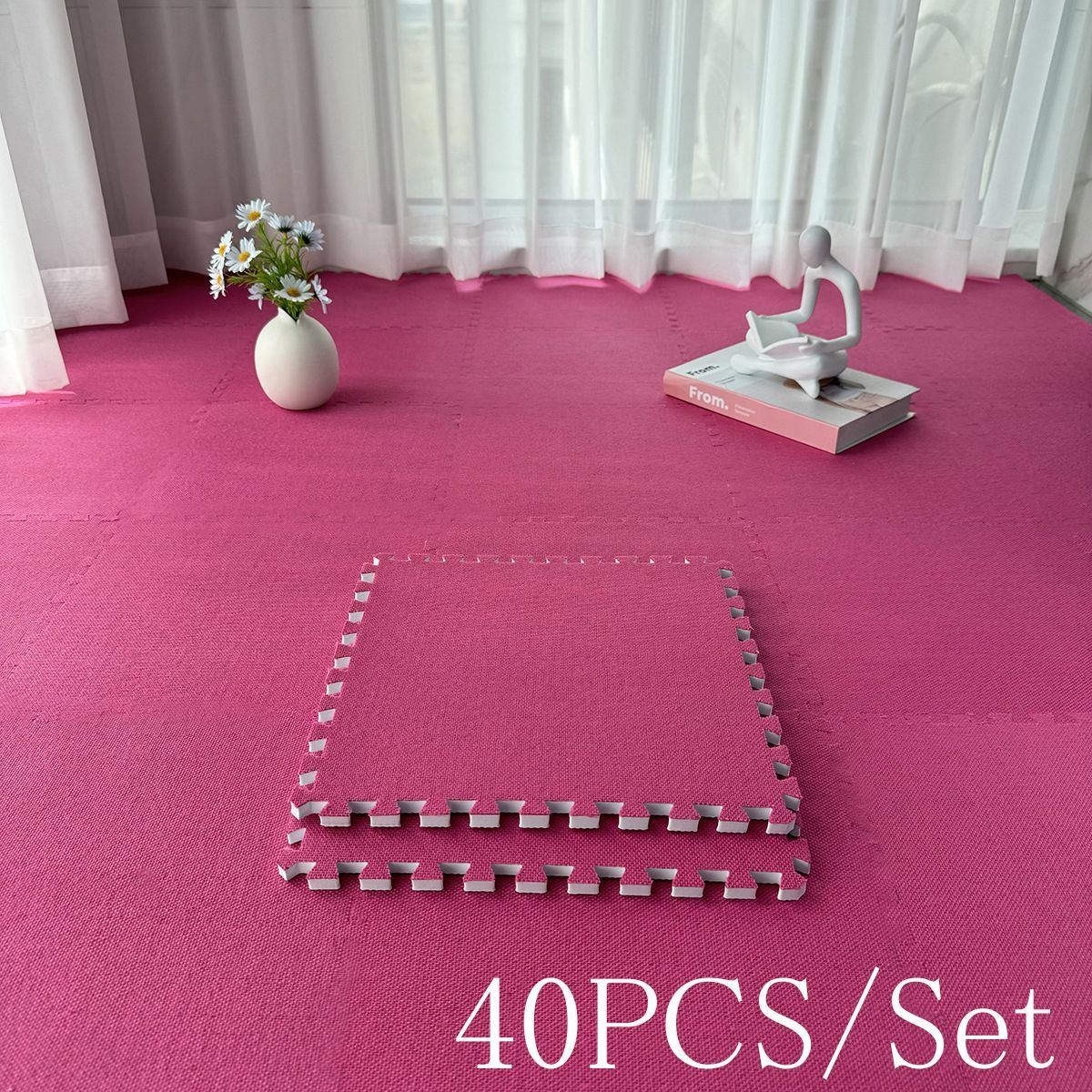 ジョイントマット マット 大判 インテリア 3畳 4畳 6畳 30x30cm 40枚 リネンフォームプレイマット インターロッキングカーペットスクエア ソフトパズルフォームマット 床保護ヨガフィットネス