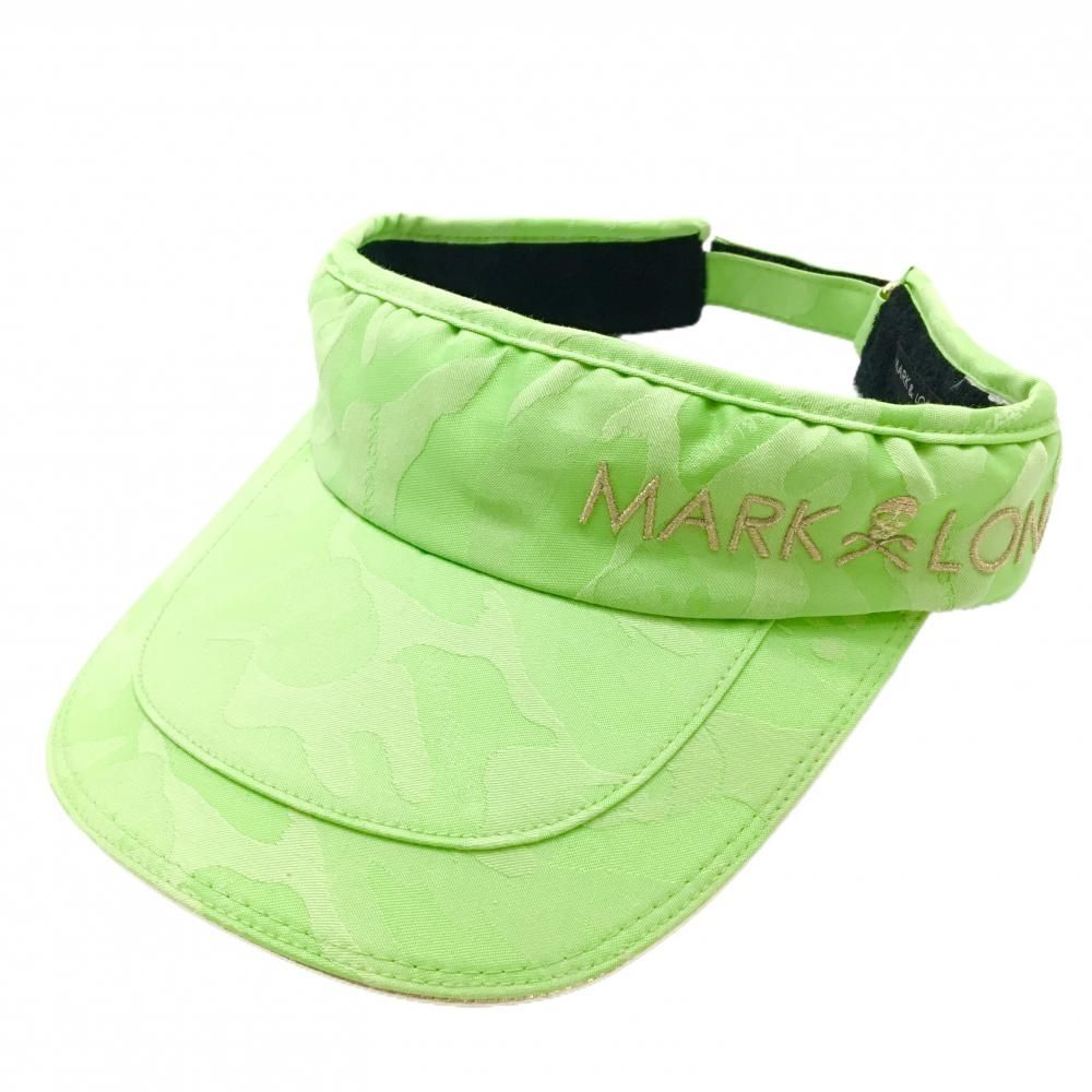 【美品】マークアンドロナ サンバイザー ライトグリーン カモフラ柄 迷彩 スカル ゴルフウェア MARK＆LONA