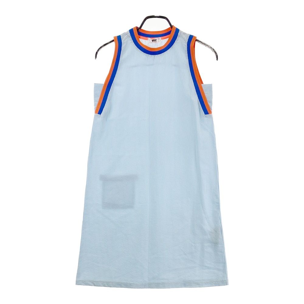 サイズ：1 WAAC ワック シアサッカー ノースリーブワンピース ブルー系