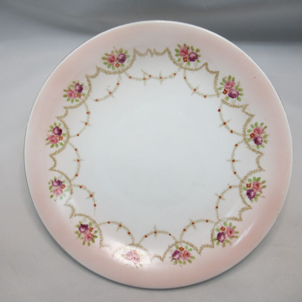 アンティーク 食器 プレート 大皿 薔薇 花柄 一部ハンドペイント