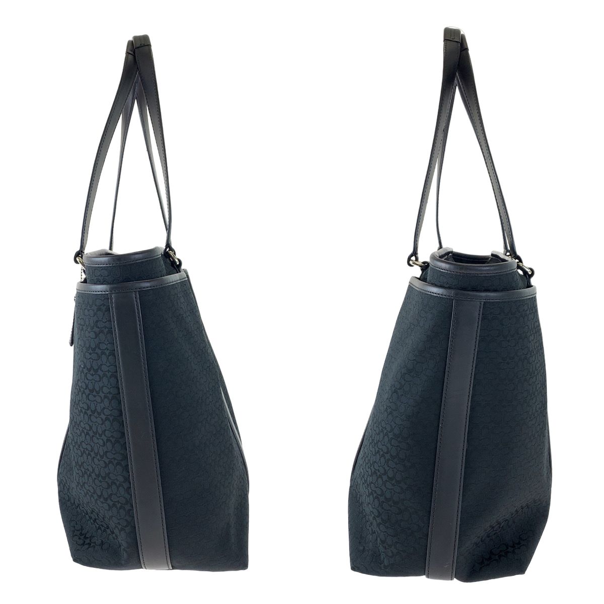 コーチ f77014 ミニシグネチャー トートバッグ キャンバス ブラック 美品 COACH コーチ ミニシグネチャー ブラック 黒 キャンバス レザー F77014