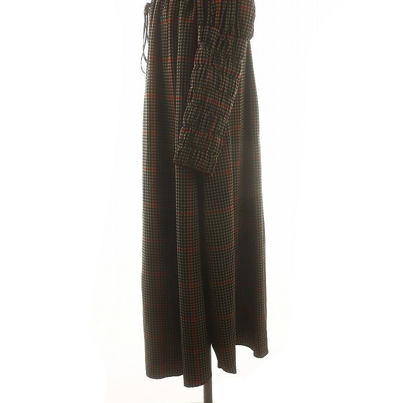 ハイク HYKE PLAID GATHERED BALLOON SLEEVE SHIRT DRESS ドレス