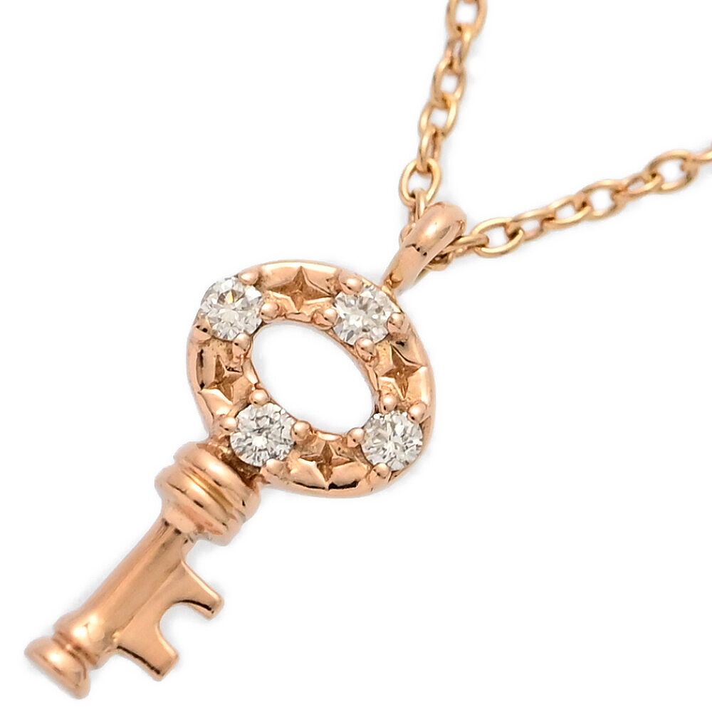 【中古】カナル ヨンドシー 1Pダイヤ ネックレス K10PG ピンクゴールド ダイヤ 0.2ct 0.6g カナルヨンドシー Canal4℃ K10PG 1石ダイヤモンドネックレス （ピンク