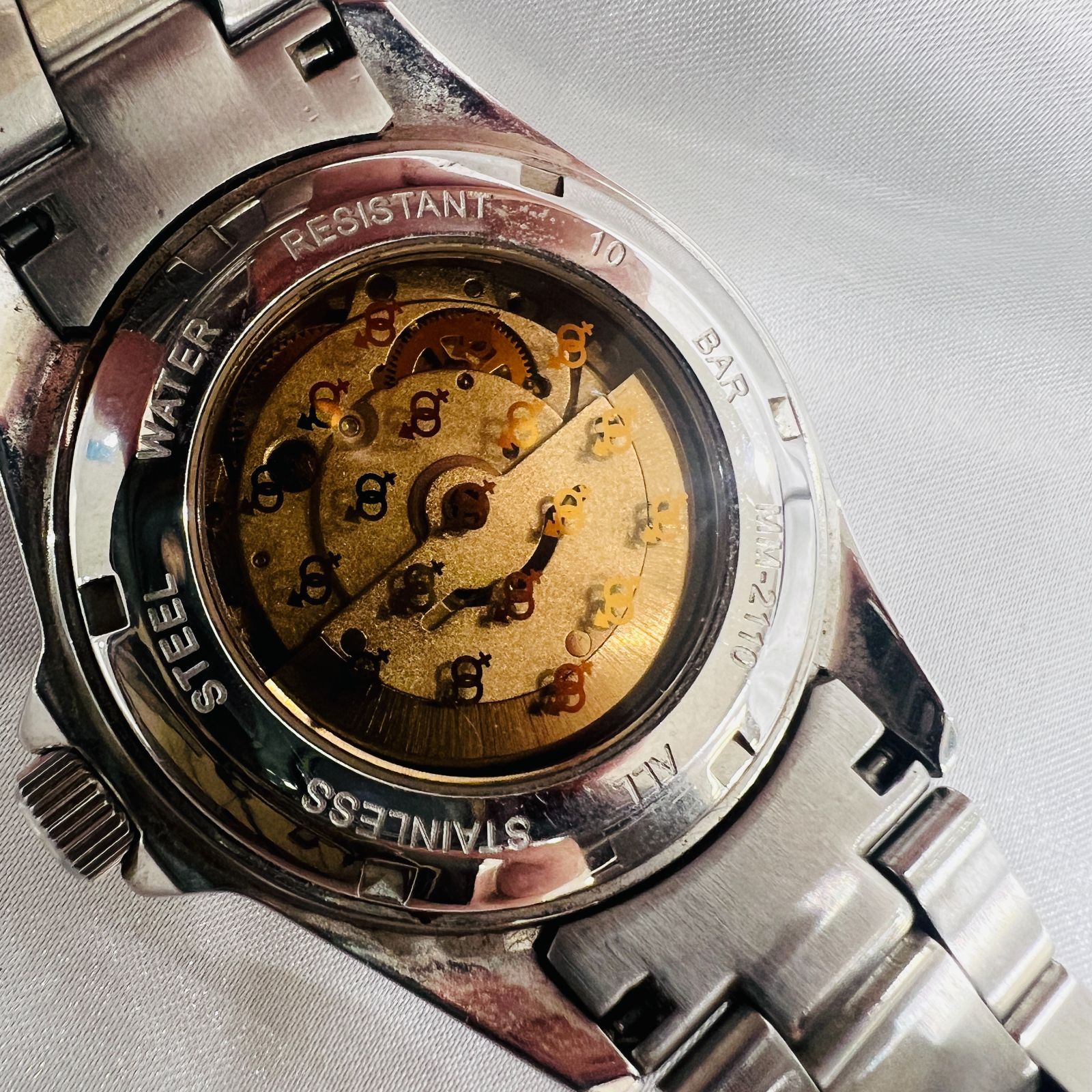 A【中古】MUSK ムスク MM-2110 メンズ腕時計 金属ベルト 文字盤緑 