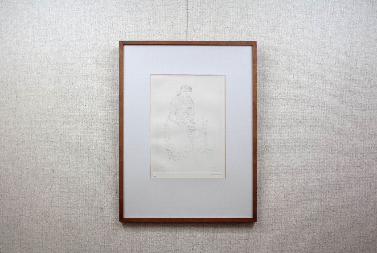 39×29cm作品サイズルノワール『母子』銅版画【真作保証】 絵画
