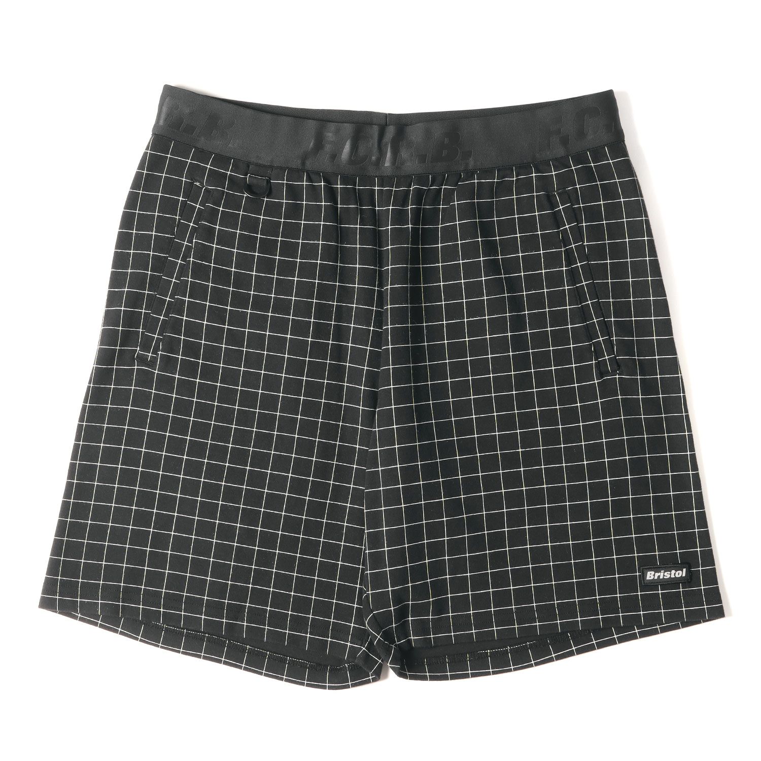 F.C.Real Bristol エフシーレアルブリストル パンツ サイズ:M 21SS グリッド柄 ストレッチ スウェット ショーツ RELAX  FIT SHORTS ブラック 黒 ボトムス ズボン ショートパンツ ブランド カジュアル FCRB