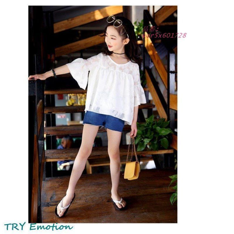 本日限定全品送料無料！ セットアップ 半袖 Ｔシャツ パンツ 韓国子供服 キッズ 女の子 パンツセット 2点セット 夏 デニムパンツカジュアル シャツ vor5x601728