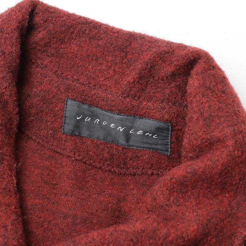 ヨーガンレール Jurgen Lehl 縮絨ウールロングコート M/レッド
