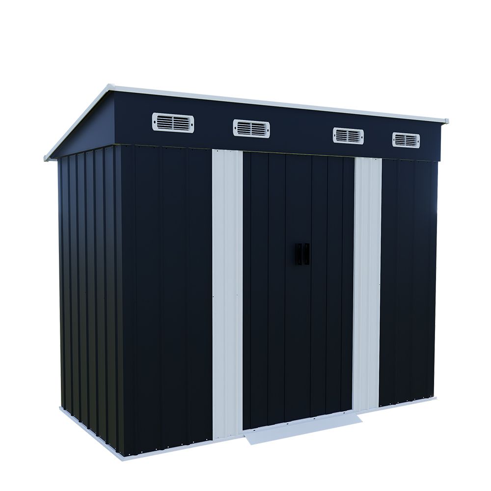 「即購入可」Homebliss 【TYPE C グレー】物置  屋外 大型 倉庫 大型物置 戸外収納庫 物置 防水/耐侯 収納可能 ガーデン/庭/田畑/農場 頑丈 大容量 スチール　引き戸　補強フレーム付き 換気口付