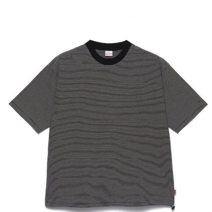 Healthknit / ナローボーダー　ワイドクルーネック半袖Tシャツ  BLK / NAT