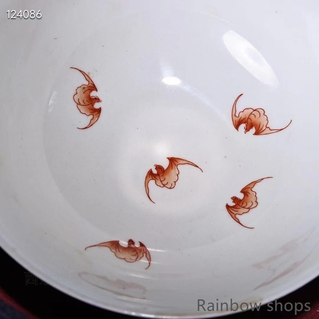 中国古美術・珍品旧蔵・純手描き·粉彩磁器ボウル·箱付・置物・食器