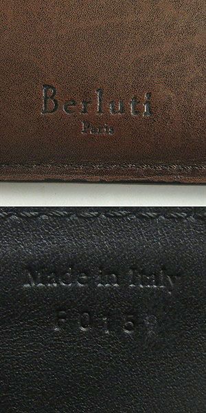 良品▽Berluti ベルルッティ ロゴ刻印入り カリグラフィ レザー パス