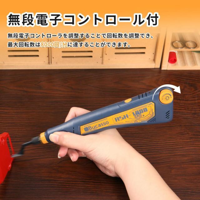 配送商品は通常配送無料。 Bucasso ストロークサンダー バッテリー式 LEDライト搭載 無段階調速 最大8000回|分 プラモデルヤスリセット 先端アーバー6種 ヤスリペーパー 5種計15枚 ヤスリ加工 仕上げ RSH-1000