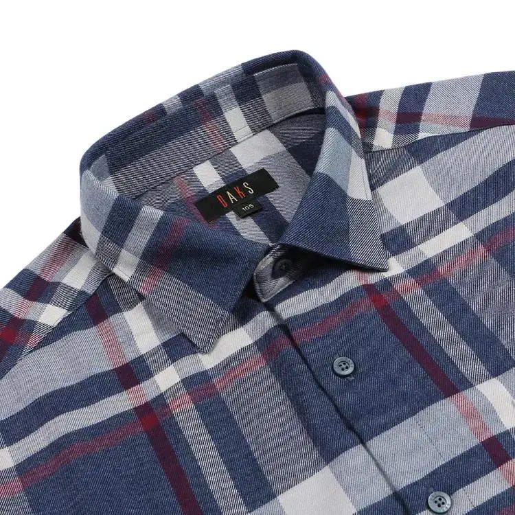 DAKS メンズ ネイビー 起毛 CHECK シャツ 95 100 105 110