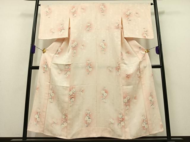 平和屋着物▽上質な小紋　単衣　草花文　暈し染め　正絹　逸品　AAAZ5718jh 平和屋着物▽上質な小紋 単衣 草花文 暈し染め 正絹 逸品 AAAZ5718jh