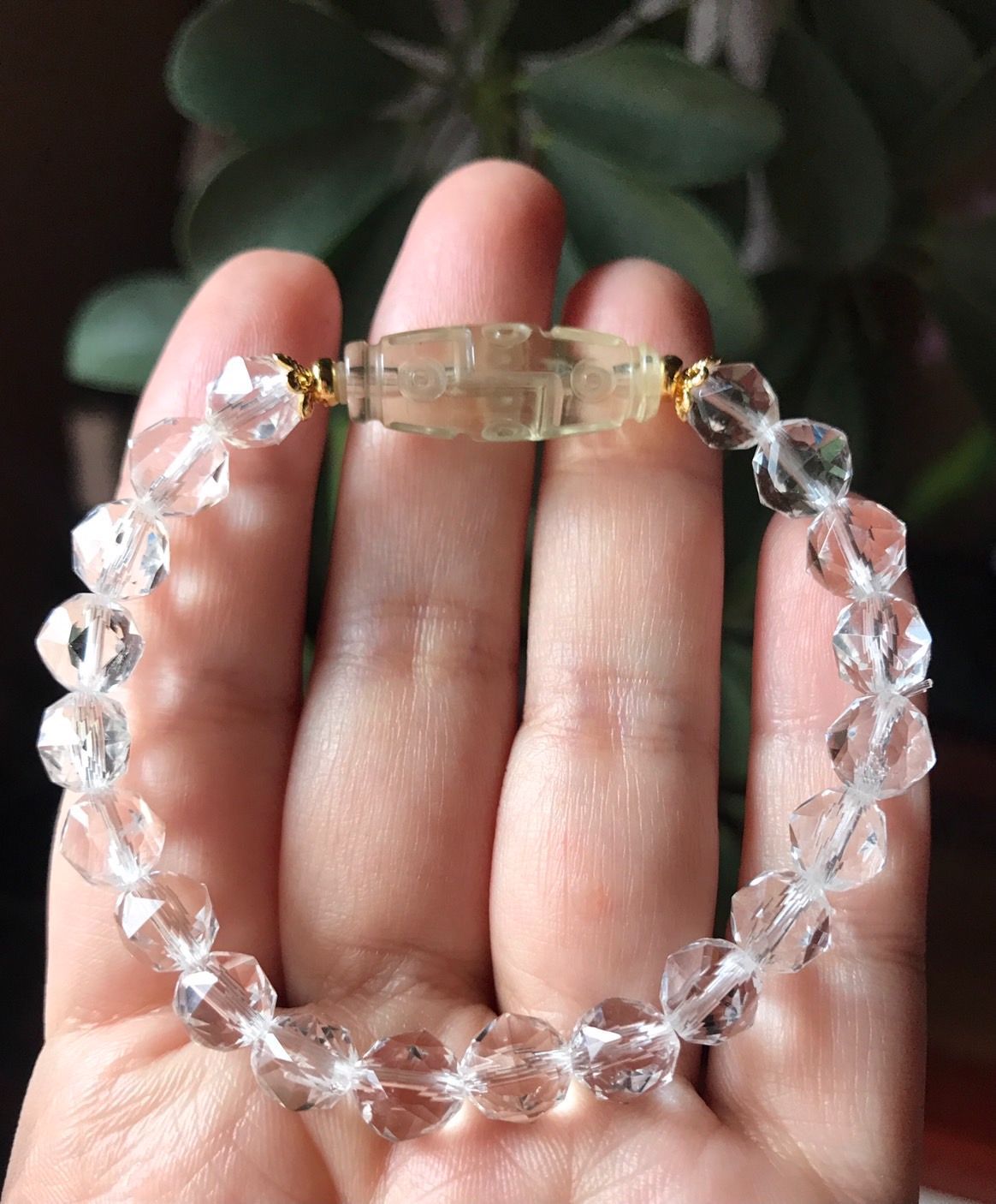 高品質リビアングラス九眼天珠デザインブレスレット