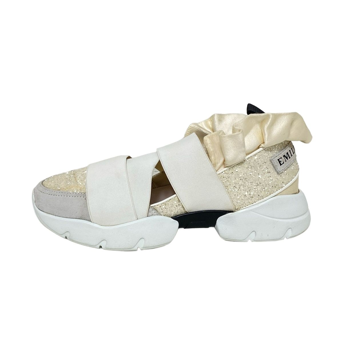 EMILIO PUCCI PUCCI エミリオプッチ スリッポン 37 レディース - 白×アイボリー×マルチ インソール取外し可