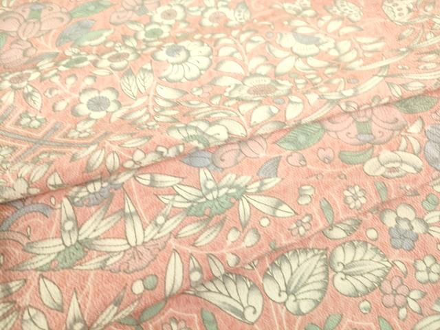 平和屋着物■上質な小紋　辻が花　鬼しぼ縮緬　正絹　逸品　CABF4344ev 平和屋着物▽上質な小紋 単衣 辻が花 鬼しぼ縮緬 正絹 逸品 DAAS0185az