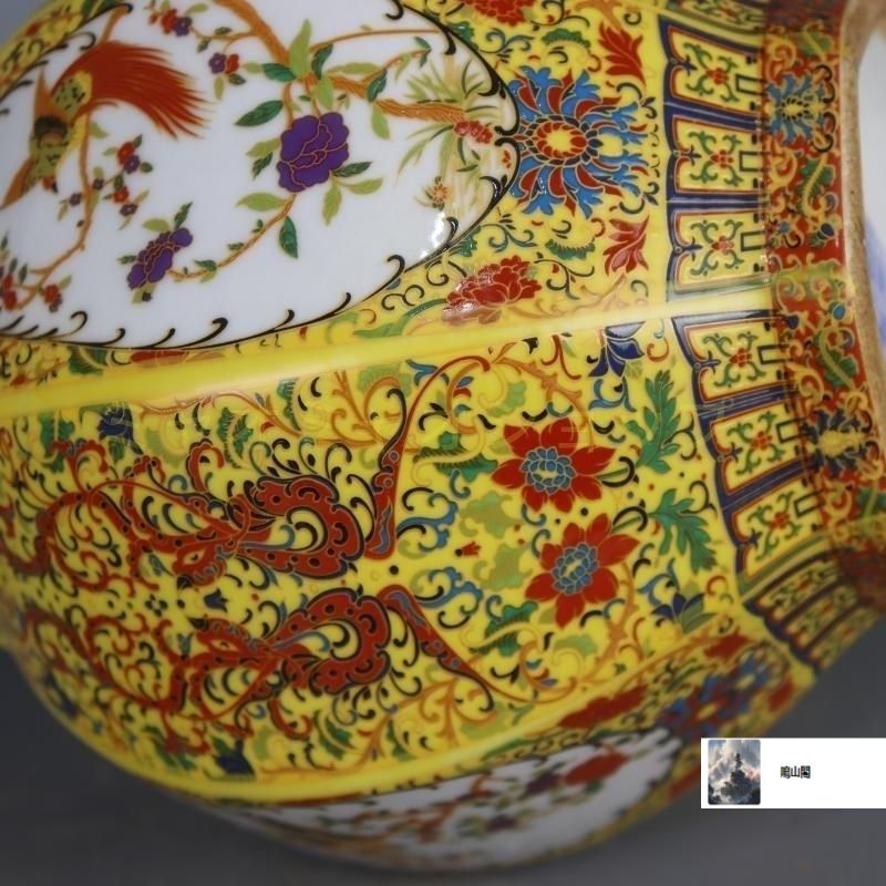 清乾隆蒔金琺瑯彩花鳥紋花瓶 景徳鎮 陶磁器 装飾品 現代工芸品 美術品 置物 清乾隆蒔金琺瑯彩花鳥八方玉壺春瓶 景徳鎮 陶磁器